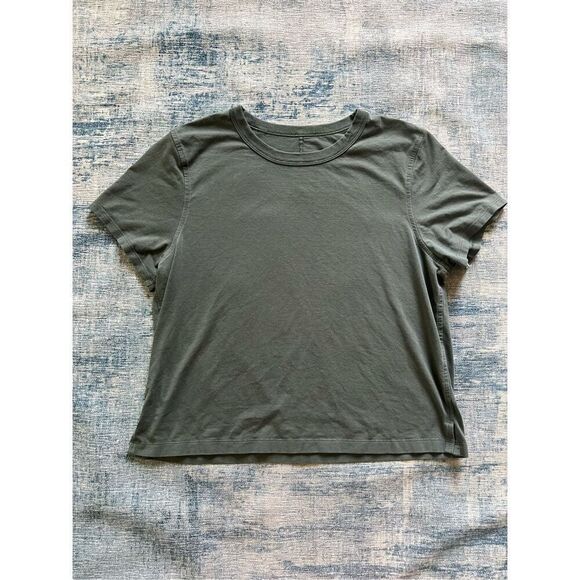 Lululemon Dark Forest Green Classic Fit Cotton Blend T Shirt W3FGDS Size 4 - Picture 1 of 4